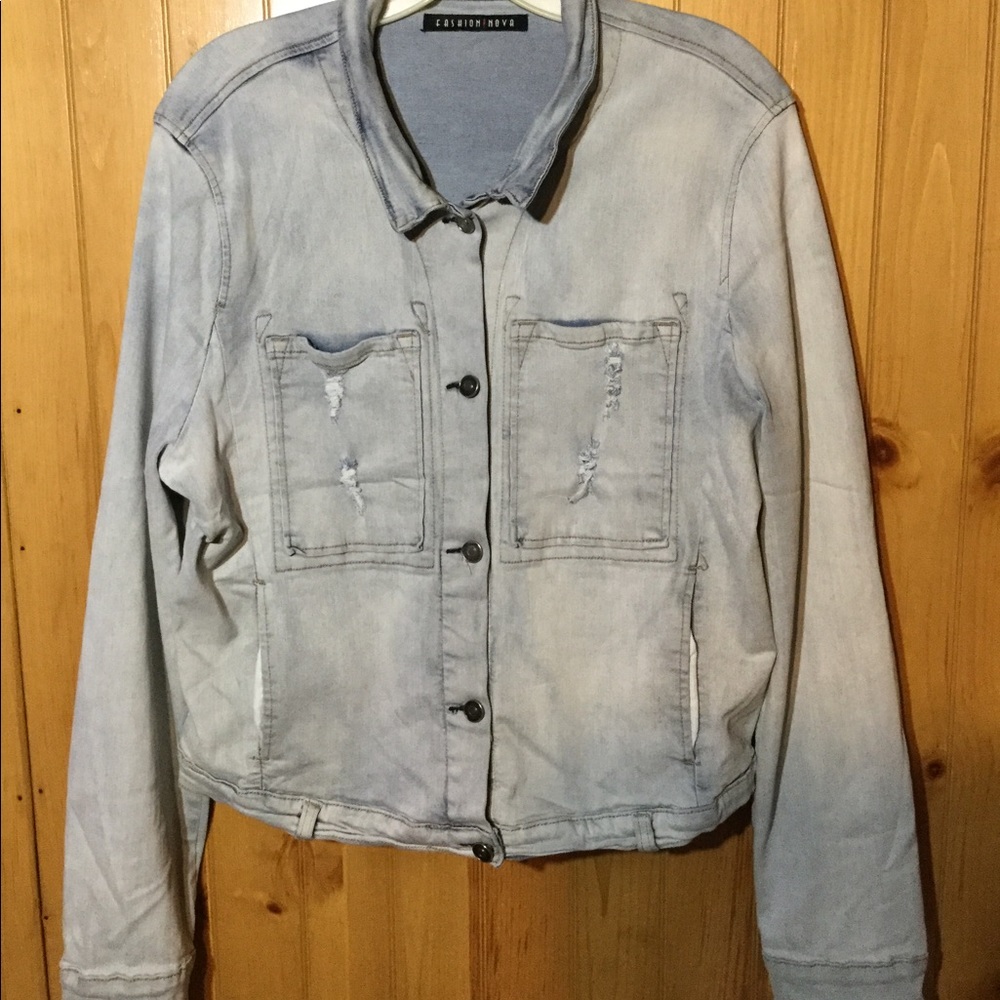 Fashion Nova light wash denim jacket